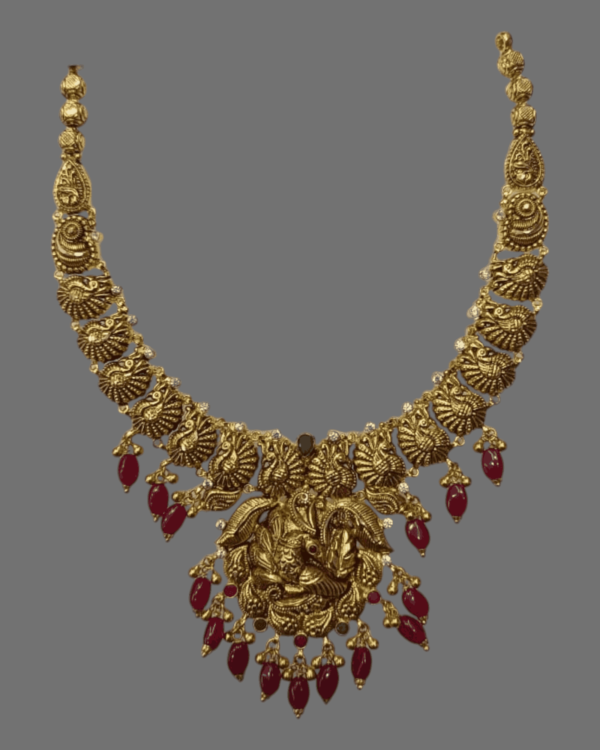 Light weight gold long necklace designs in 19 grams